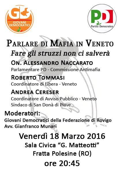 Al momento stai visualizzando 18 marzo incontro pubblico a Fratta Polesine “Parlare di Mafia in Veneto”
