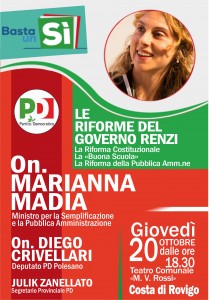Scopri di più sull'articolo A Costa di Rovigo la Ministra Marianna Madia parla delle Riforme del Governo Renzi