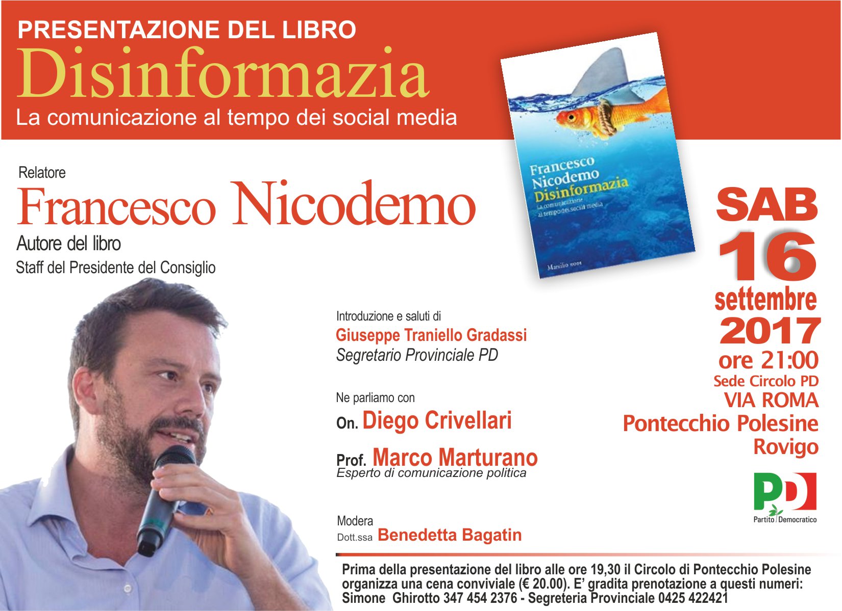 Al momento stai visualizzando Pontecchio Polesine – Sabato 16 settembre Francesco Nicodemo presenta il libro “Disinformazia. La comunicazione al tempo dei social media.”