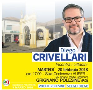 Scopri di più sull'articolo Grignano Polesine -Diego Crivellari incontra i cittadini