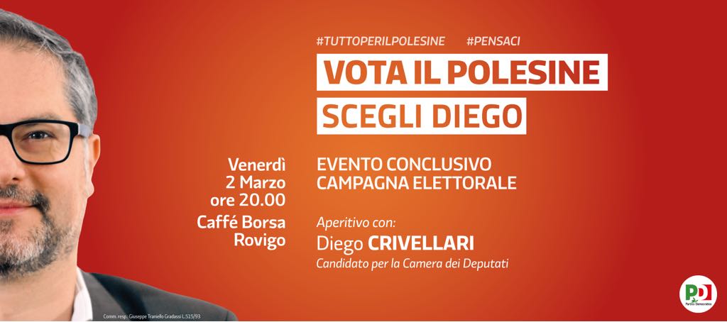 Al momento stai visualizzando Evento conclusivo campagna elettorale di Diego Crivellari